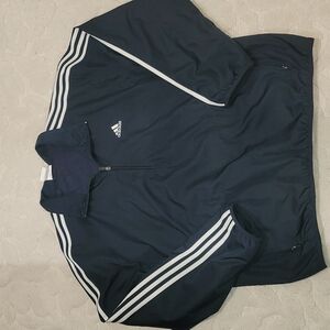 Adidas mens windbreaker size Large navy blue color